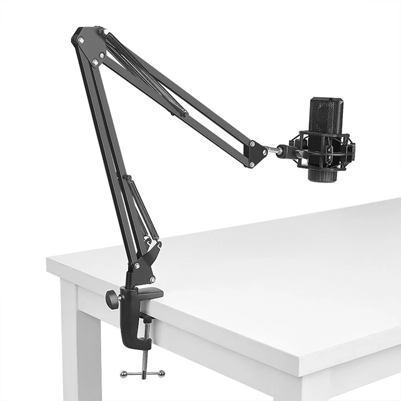 ذراع ذراع ذراع ميكروفون مع حامل منضدية للبث الصوتي وألعاب الفيديو والإذاعة وصوت الاستوديو