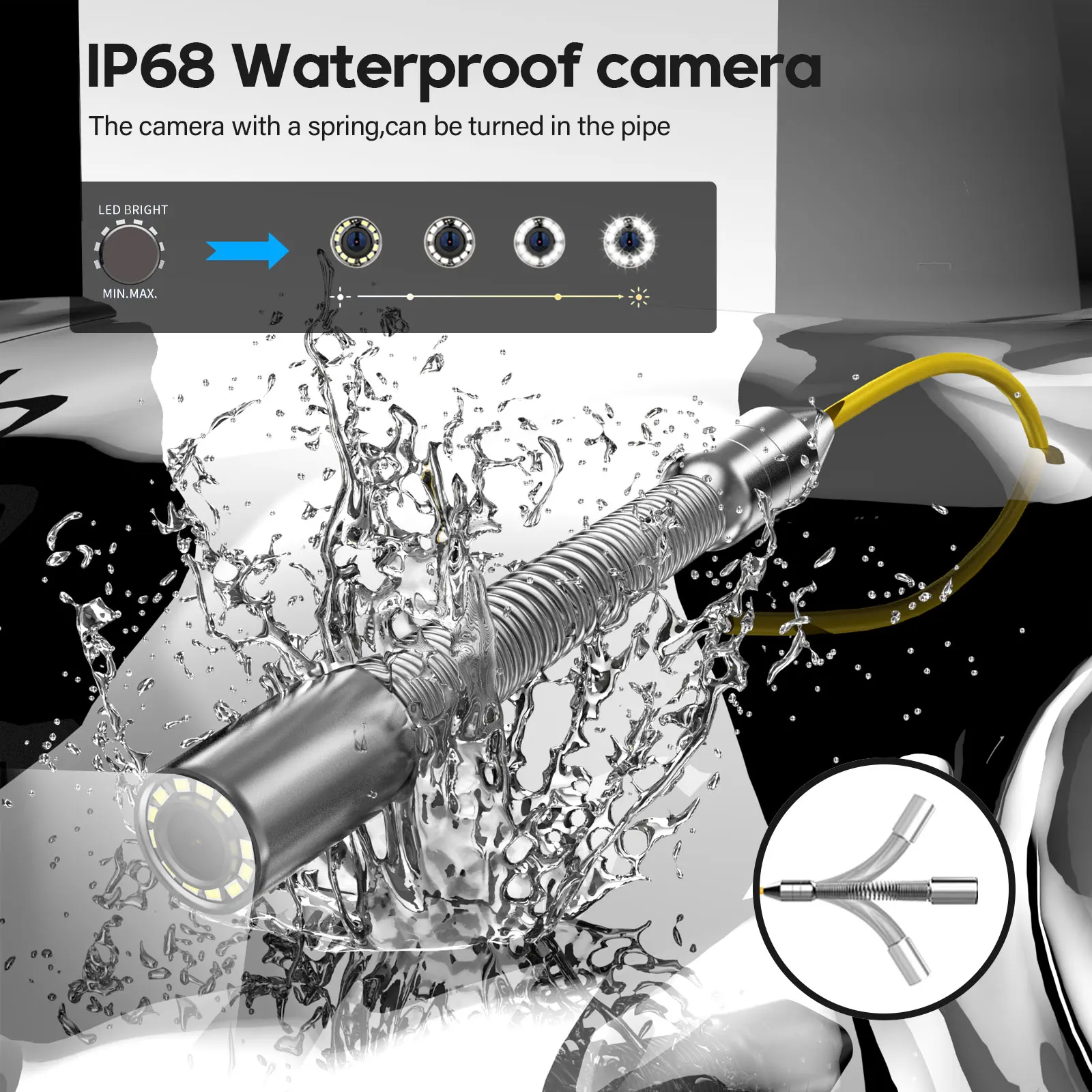 올인원 9인치 와이파이 배관 카메라 키트 17/22mm DVR 16GB 512Hz 4500mAh 자동 레벨링 20-50M 4.8mm 케이블 산업용 내시경