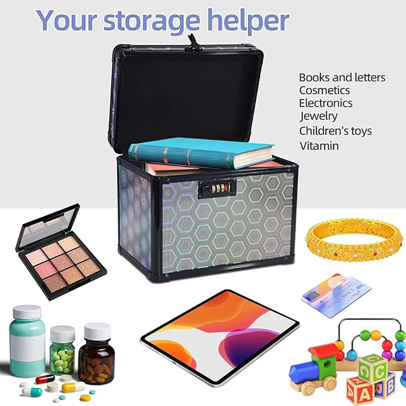 Custodia cosmetica portatile Organizzatore in lega di alluminio Gioielli giocattolo Medicina Gioco di carte Scatola di raccolta Custodia per auto 10x7.25x7.75"