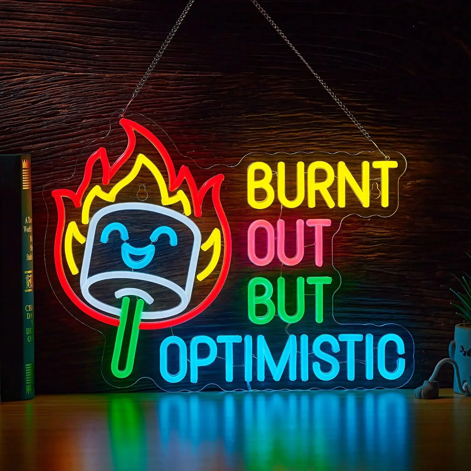  Burnt Out But Optimistic LED Neon Sign USB Powered Wall Light Bedroom Bar Office Study Room Hanging Atmosphere Decor Light