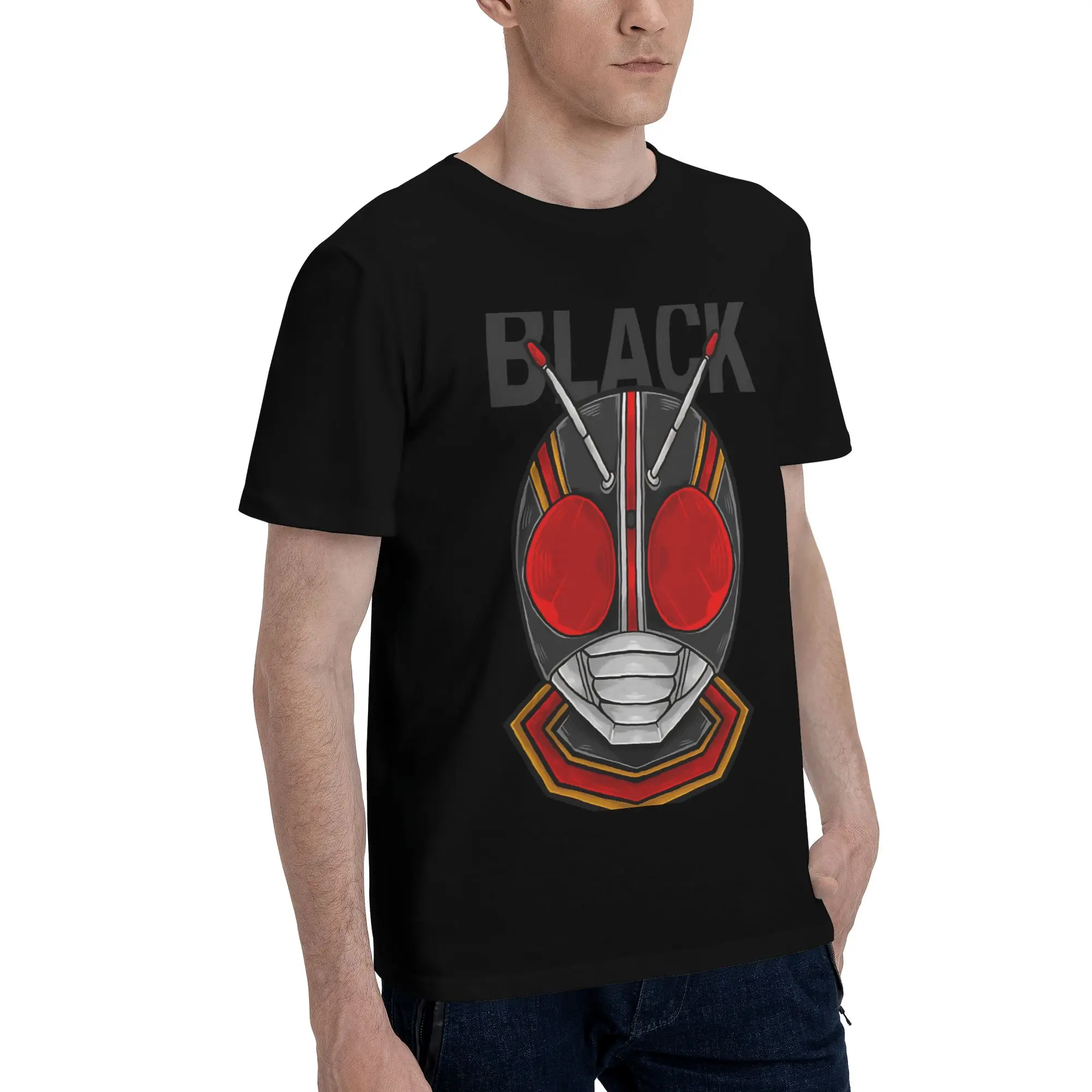 black   Graphic 100% Cotton T-Shirt Bandai Kamen Rider Tops Tees For Men