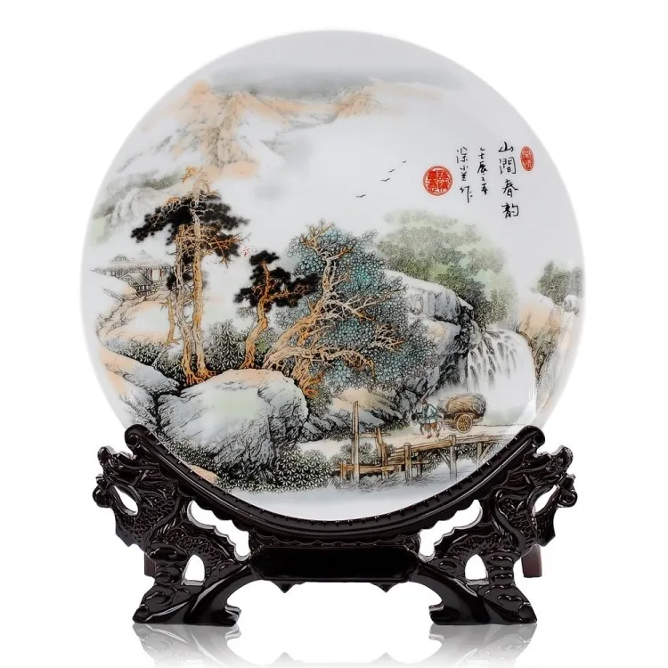 TOP GOOD  business present - handicraft landscape porcelain Decor art plate limited edition Decoration