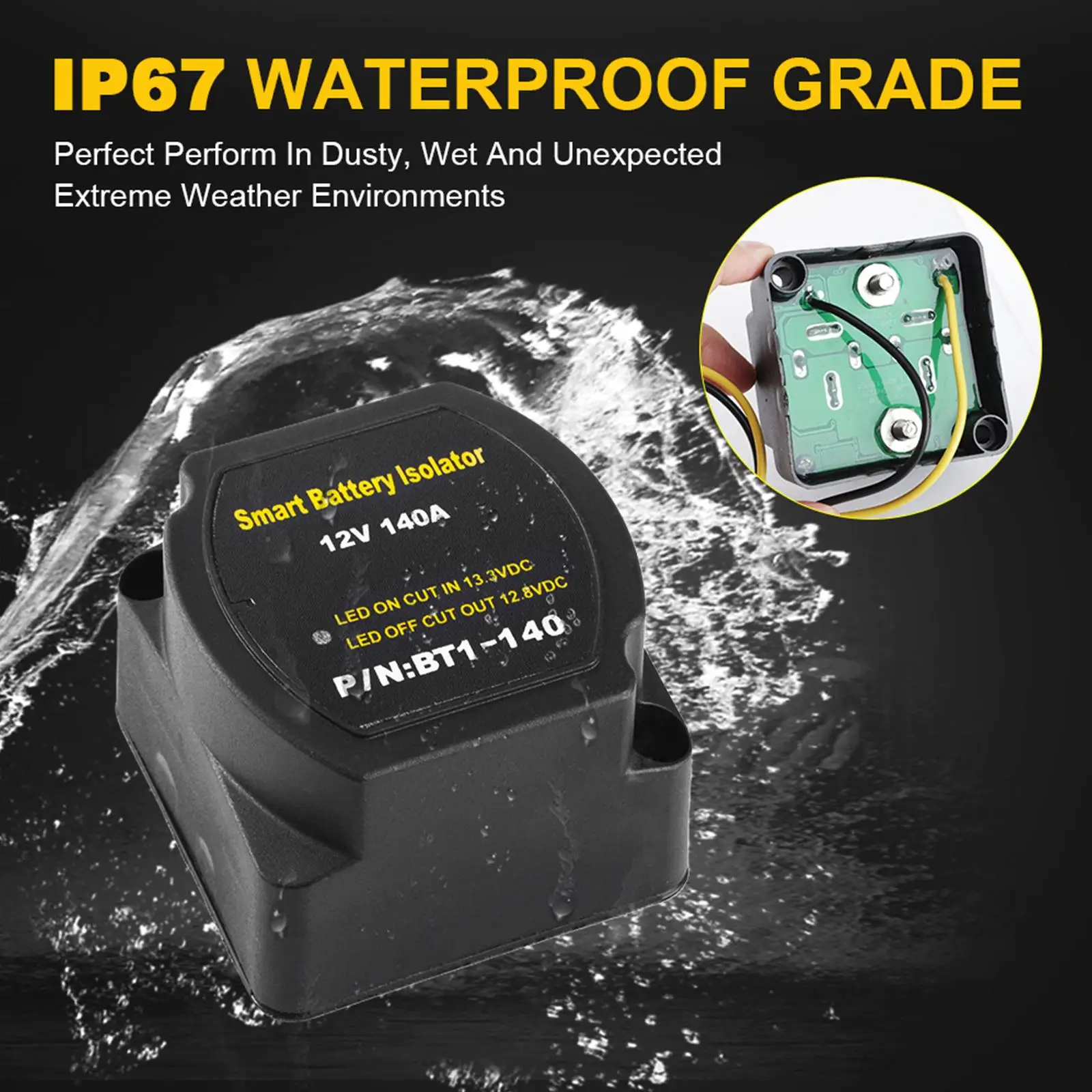 

Умный изолятор с двумя батареями 12 В, 140 А, BT1-140, подходит для автодомов ATV UTV