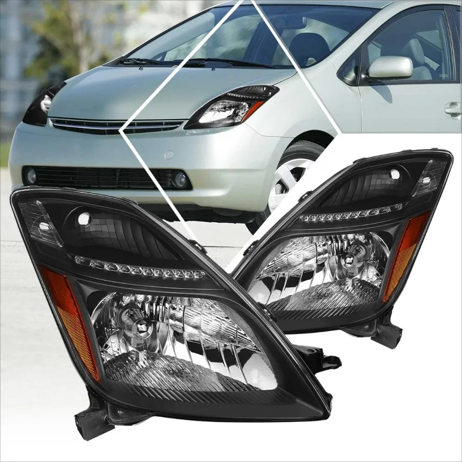 

OE Style HID Xenon Headlight Assembly Compatible with 06-09 Toyota Prius,Black Housing/Amber Corner