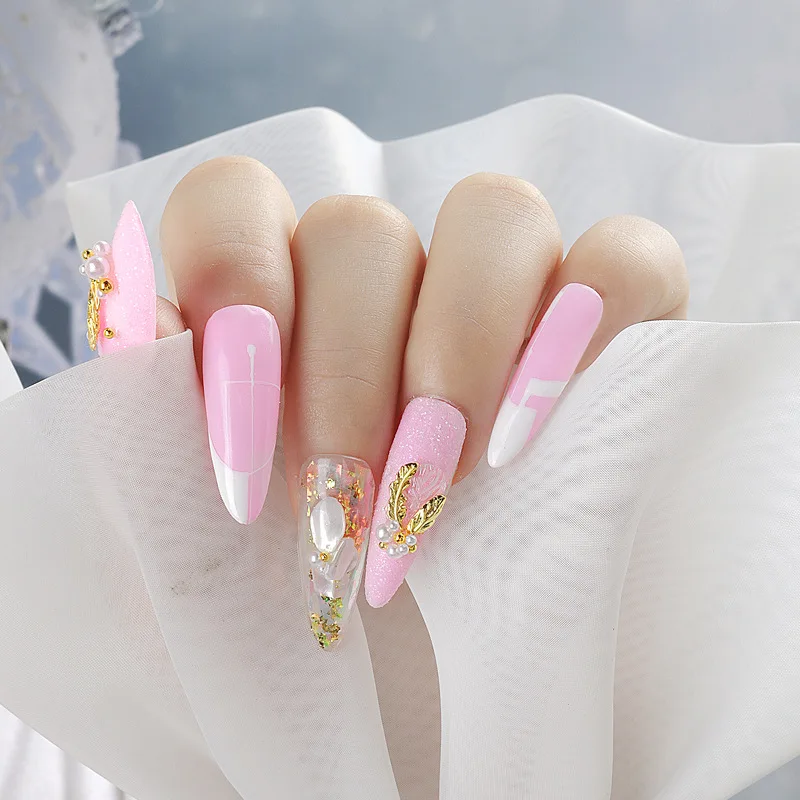 30PCS Gold SIlver Whorled Textured Feather Ginkgo Maple Leaves Alloy Nail Art Rhinestones Decorations Slice Manicure Ornmanets