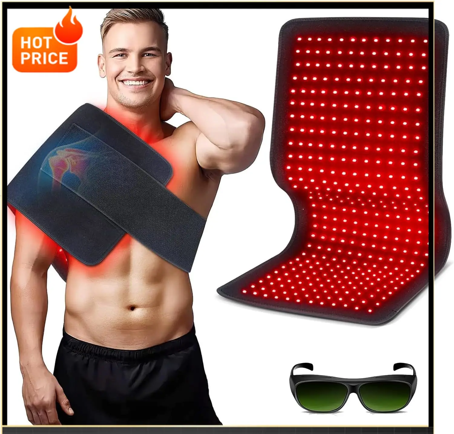 

BestsellerRed Light Therapy Pad for Body, 60W LED Red & Infrared Light Device Mat with 660nm & 850nm Wavelengths for Waist Back