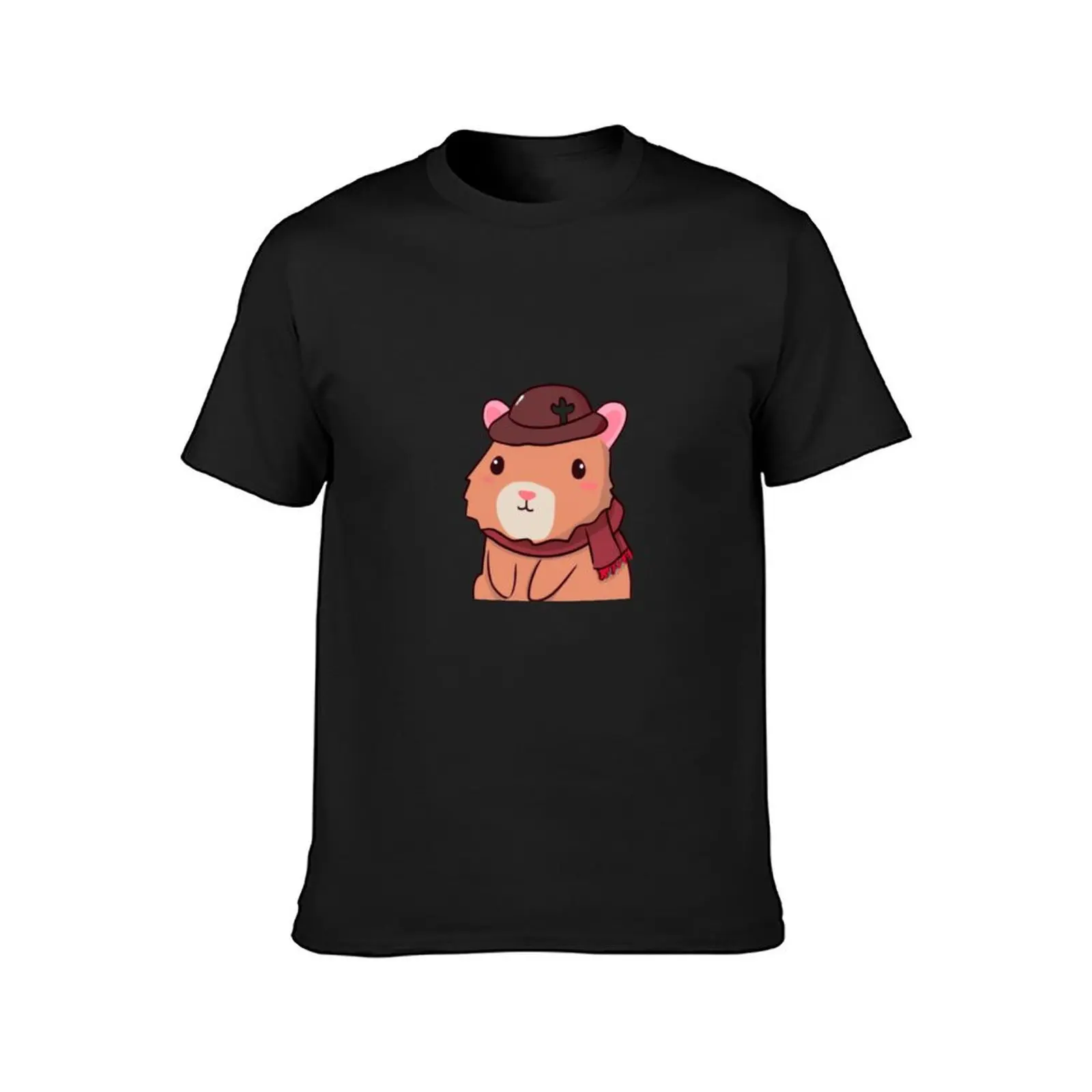 Cute capybara with cap and scarf T-Shirt cute tops korean fashion summer tops tops fruit of the loom mens t shirts