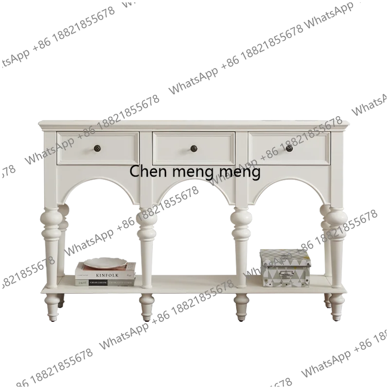 

American light luxury simple all solid wood porch living room storage French retro dining side cabinet