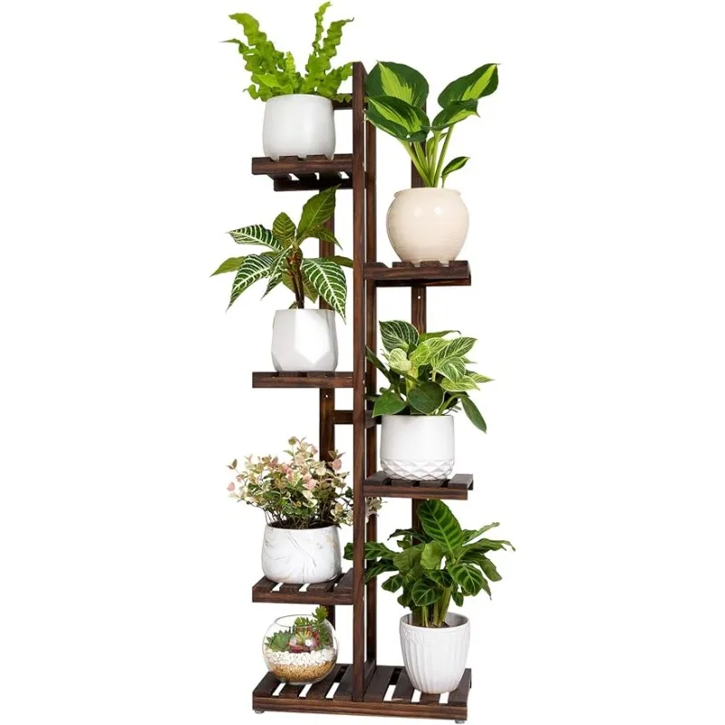 

Mkono Wood Plant Stand 6 Tier 7 Potted Plant Shelf Indoor Outdoor Tall Multi-tiered Flower Holder Ladder Storage Display Planter