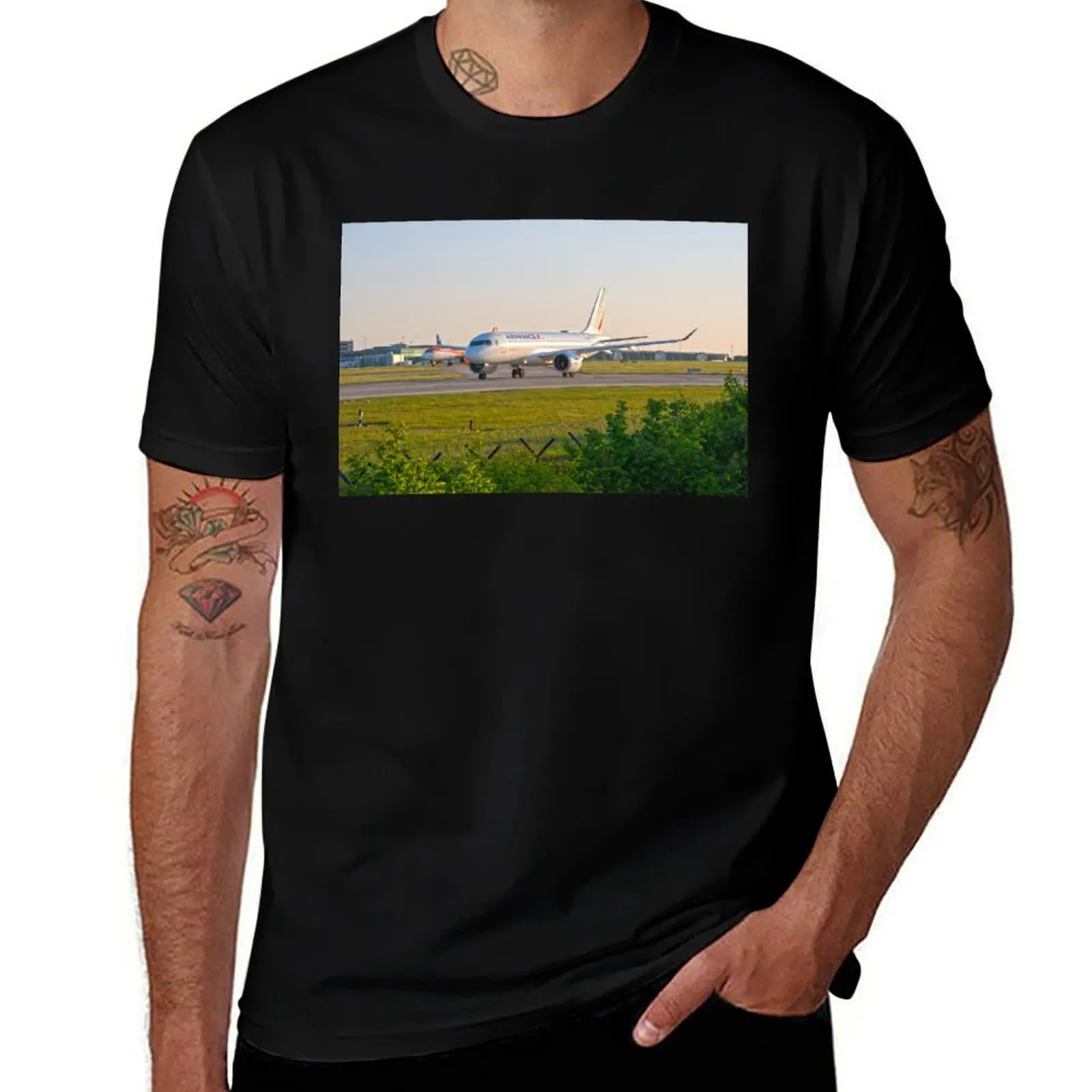 Camiseta Air France Airbus A220-300 MAN to CDG, regalos divertidos lisos, cosas baratas, prinfor de animales, paquete de camisetas para hombres