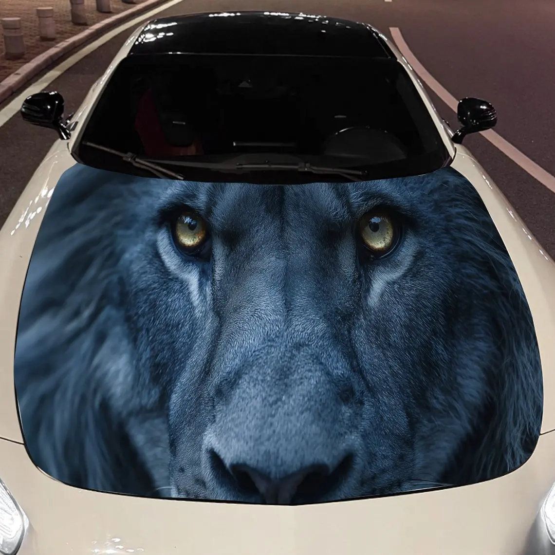 

Cool Blue Lion Car Engine Hood Sticker, Auto Vinyl Wraps, Waterproof Self-adhesive Vehicle Decal, Durable & Anti-scratch Auto Ex