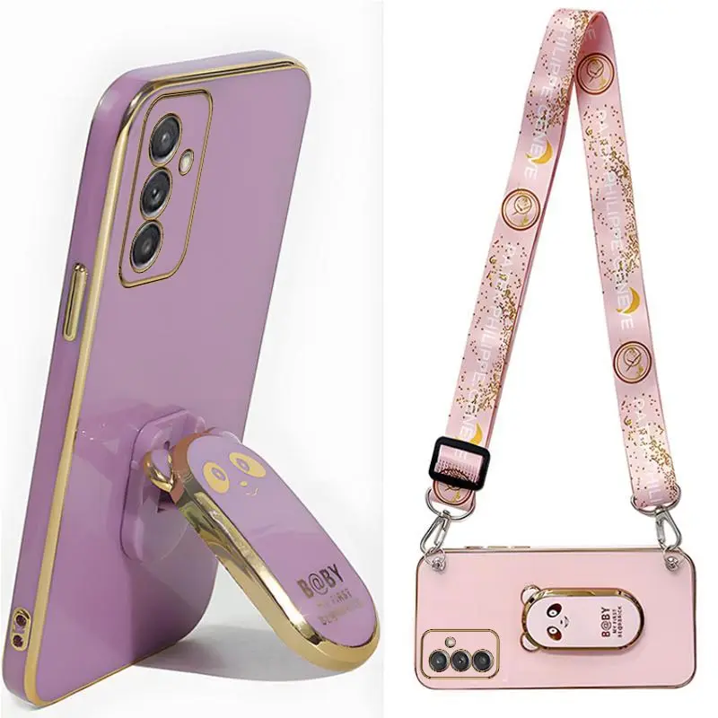 S 24 Cute Bear Folding Crossbody Lanyard Case On For Samsung Galaxy A25 A55 A15 A35 A04E 4G 5G Cover S24 Plus ultra a 55 35