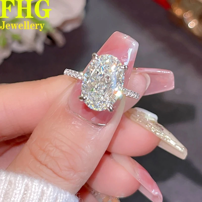 1 2 3 4 5 Carat Au417 10K White Gold Ring  Oval DVVS1 Moissnite Diamond Ring Wedding Party Engagement Anniversary Trendy Gift