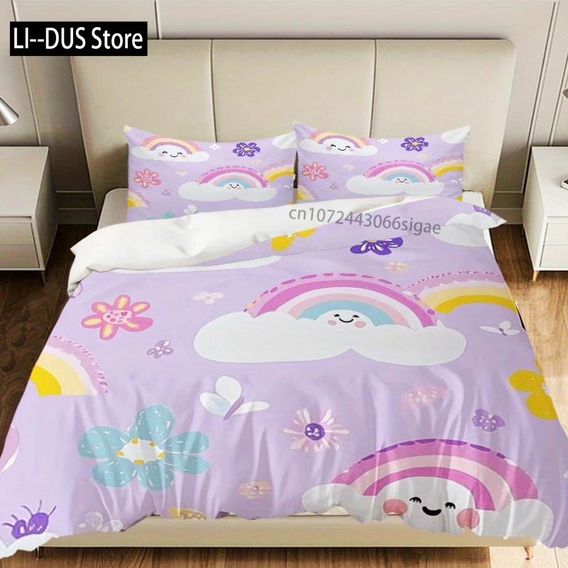 

3 шт., всесезонный роскошный комплект постельного белья с рисунком Солнца и Хмара, бабочка и цветка, идеально подходит для дома, отеля, гостевой комнаты, наслаждайтесь комфортом