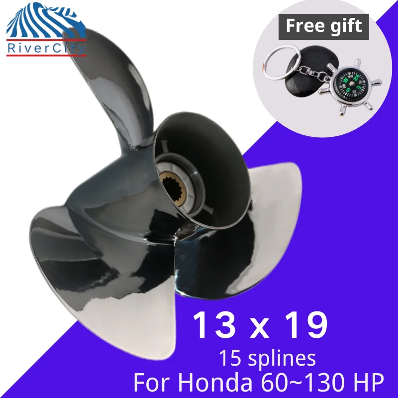 Outboard Propeller For Honda 60HP 75HP 90HP 115HP 130HP 13x19 Boat Stainless Steel Screw 3 Blade 15 Spline Marine Engine