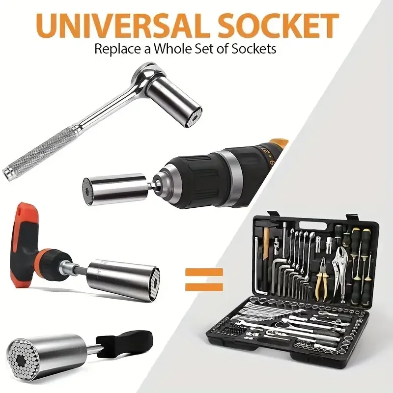 Universal SOCKET ประแจแรงบิดชุด RATCHET Super Sleeve Gadget เจาะอะแดปเตอร์ Magic Grip Spanner Key Multi เครื่องมือ 7-19 มม.