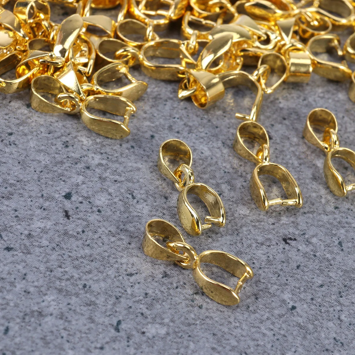 

100 pcs Pinch Clip Bail Bead Connector Bead Pendant Connector Jewelry Findings 16Mm Golden For Diy Necklace Making