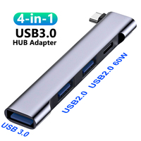 4-in-1 USB C HUB 3.0 PD 60W Type C 3.1 Multi Ports USB Splitter OTG Adapter For Xiaomi Lenovo Macbook Pro 13 15 USB 3.0 2.0 Port