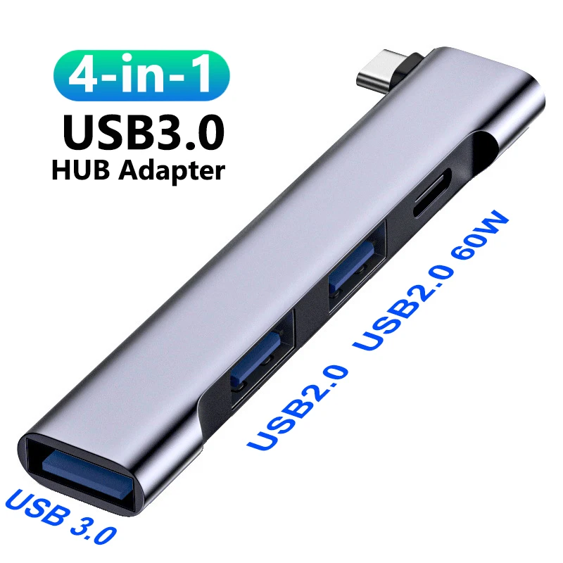 HUB USB C 4-w-1 3.0 PD 60W Typ C 3.1 Wieloportowy Rozdzielacz USB Adapter OTG Do PC Laptopa Tabletu Port USB 3.0 2.0 Akcesoria