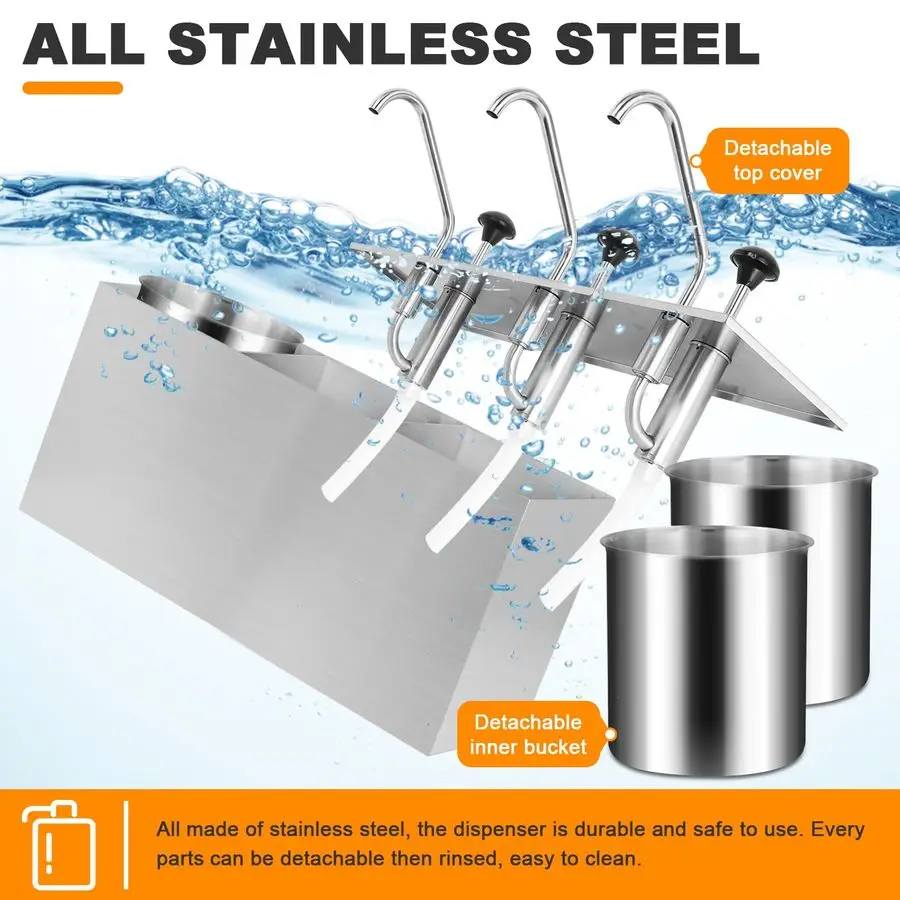 محطة المضخة موزع مضخة الصلصة غير القابل للصدأ 11 كوارت مضخات موزع الكاتشب