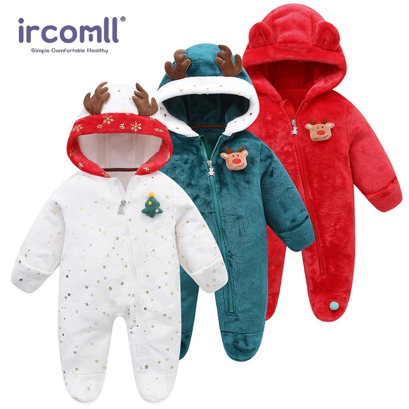 Ircomll Newborn Baby Christmas Clothes Fall Boys Girls Jumpsuit  Newborn One-piece Fleece Infant Romper Elk Baby Outfits Costume