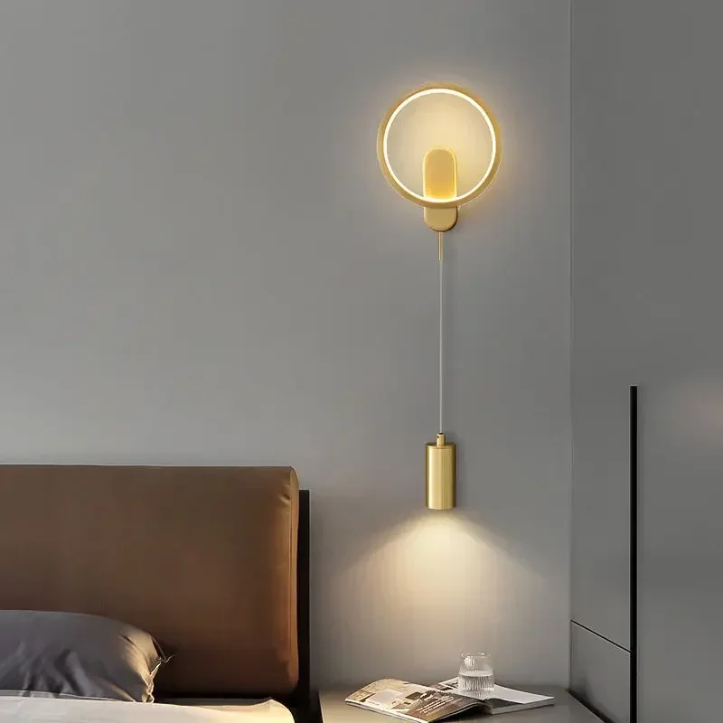 Imagem -03 - Modern Golden Indoor Led Lâmpada de Parede Escada Luz Quarto Cabeceira Decoração Sala de Estar Sconce Suspensão Luminária