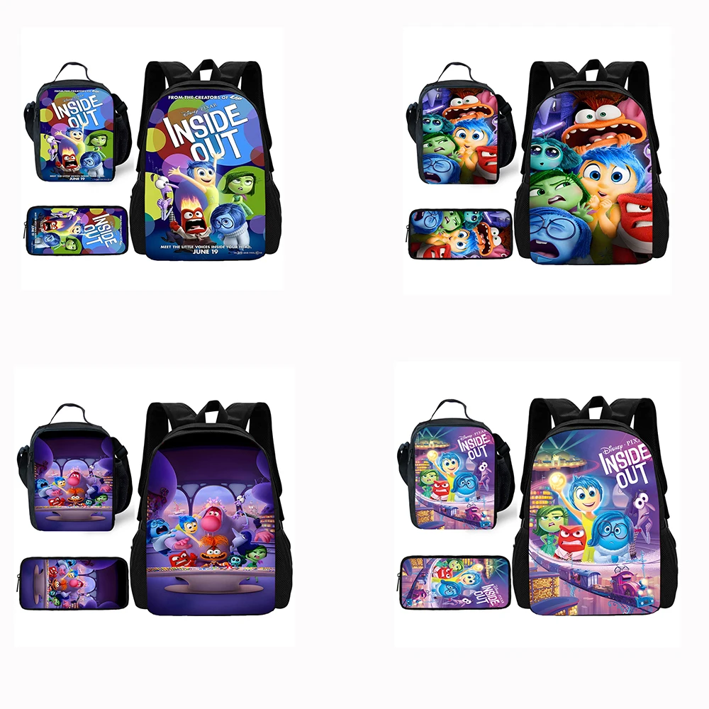 Child School Movie Inside Out Backpack with Lunch Bags ,Pencil Bags ,School Bags for Boys Girls Best Gift