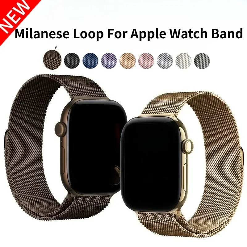 Magnetic Milanese Loop Strap For Apple Watch Strap 46mm 42 44 40 41mm 45mm Band iWatch Series 12 11 10 9 8 SE Ultra 4 3 2 49mm