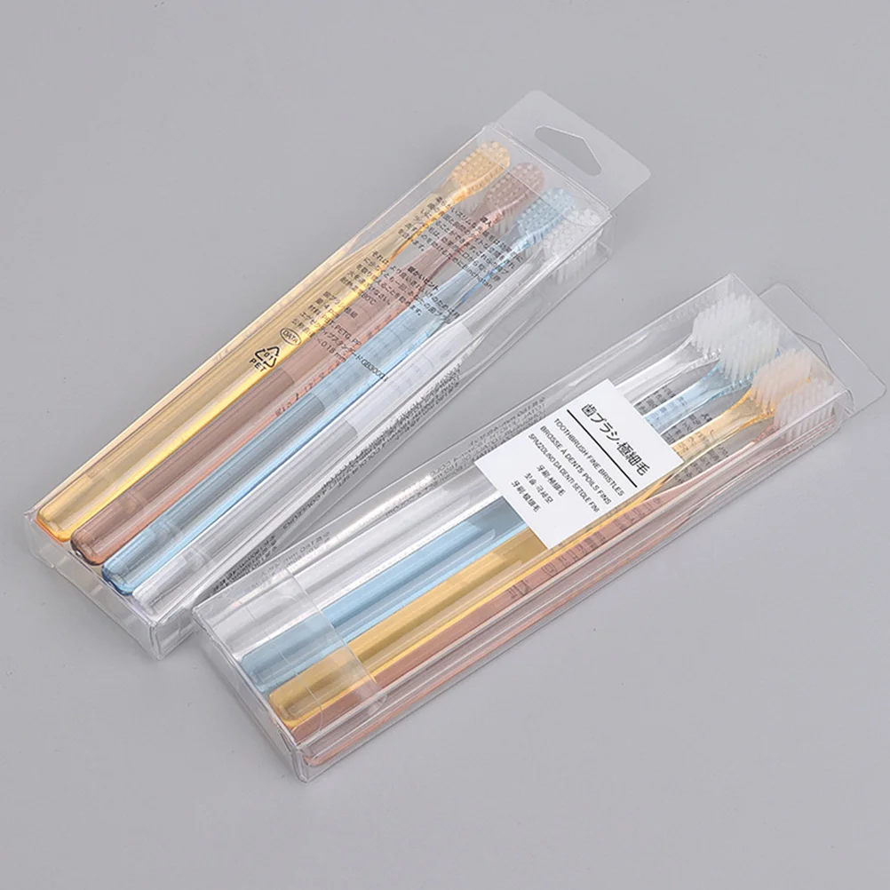 8pcs in Two Boxes Bristle Toothbrush Crystal Transparent Toothbrushes for Travel Home Use(Assorted Color)