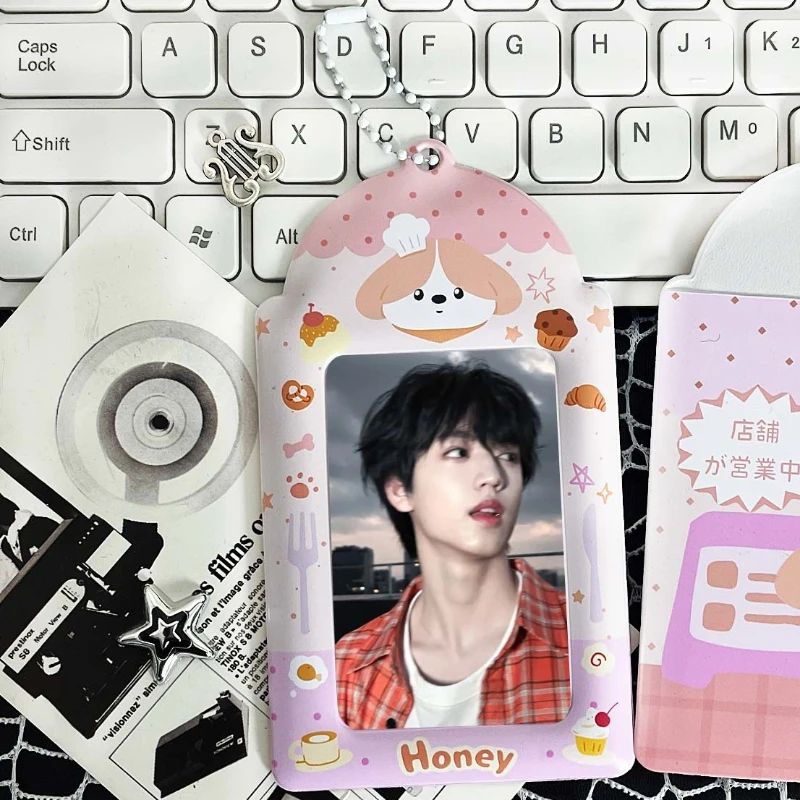 Cartoon Dog PVC Card Holder 3 Inch Fan Idol Photo Meal Card Campus Card Storage Display Pendant