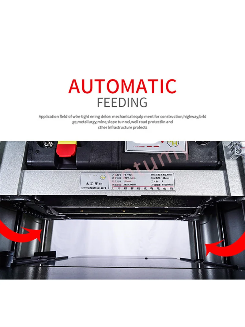 Plaina elétrica de espessura de madeira, plaina de madeira de bancada com duas lâminas 2000w para máquina de aplainamento de madeira diy