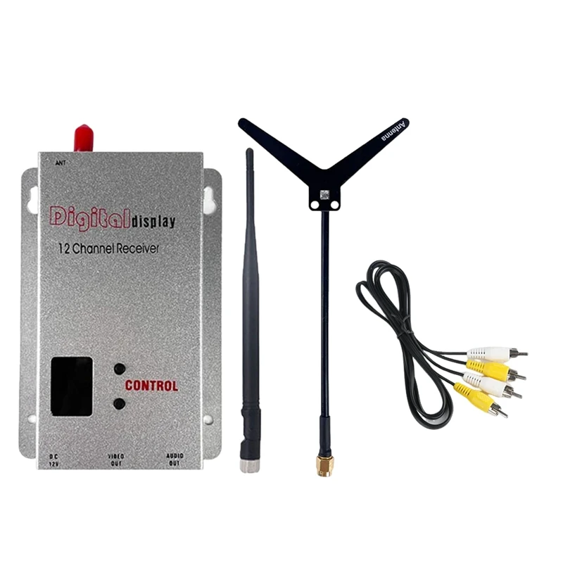 (NEW) 1.2G 1.5W FPV VRX Receiver+Y Type Antenna/Antenna 12CH 1500Mw Audio Video Receiver For Long Range FPV Drone RC Model