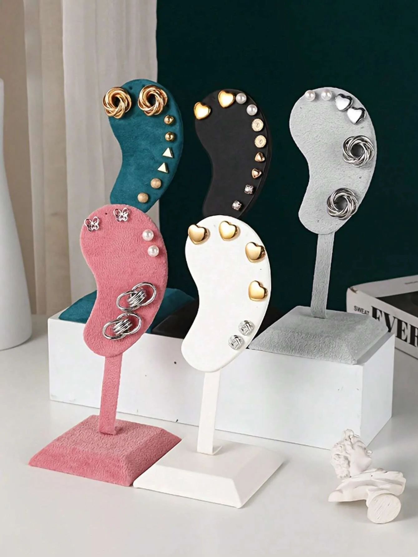 Earring Display Stand Fashion Ear-shaped Ear Clip Stud Jewelry Display Organizer Holder Earrings Pendants Jewelry Rack Ear Model