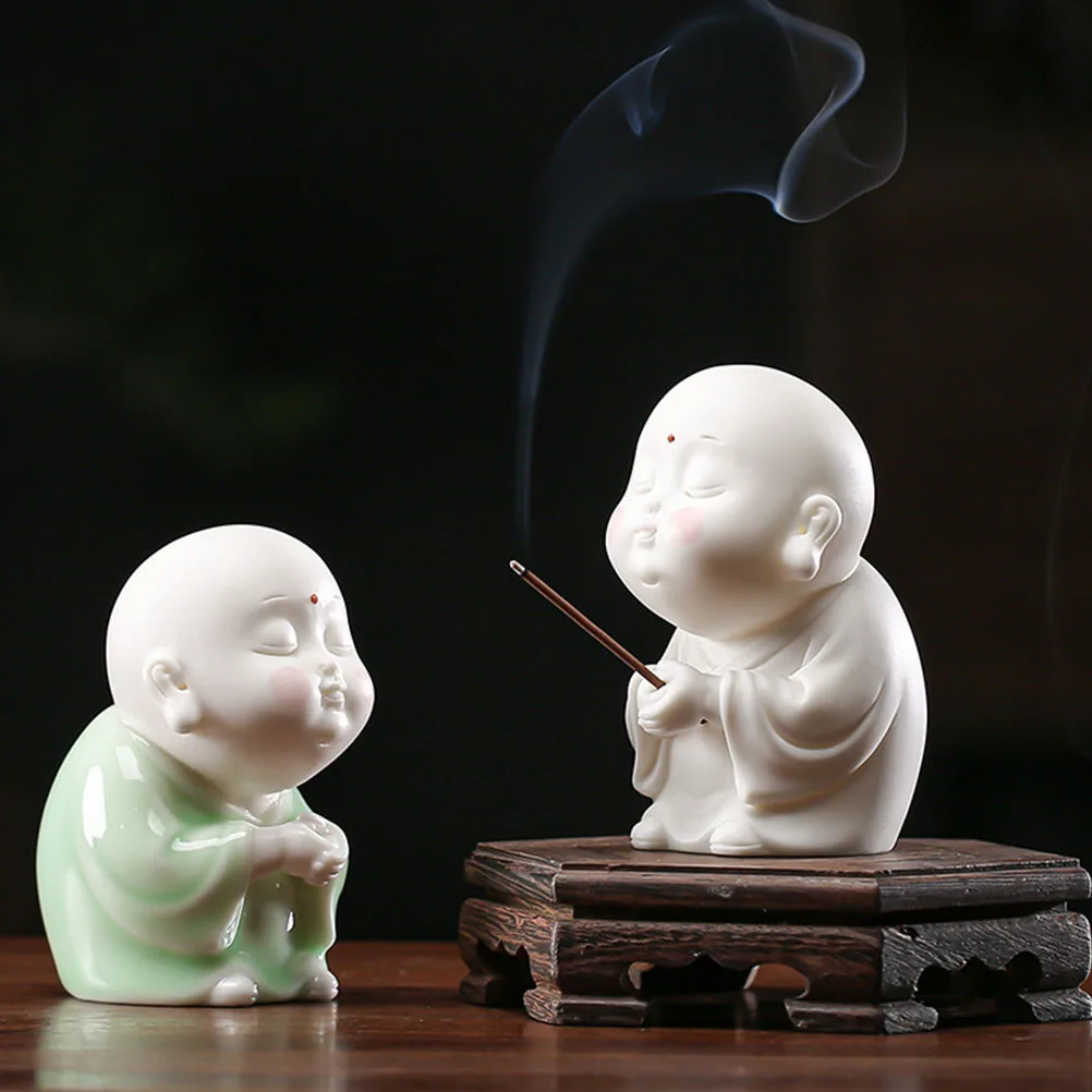 

Aromatherapy Buddhist Monk Stick Incense Burner Ceramic Holder Incense Stick Holder Desktop Ornament Home Office Decor