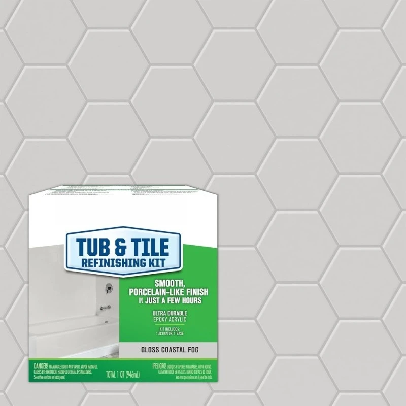 

Комплект для восстановления ванны и плитки из 2 компонентов: глянцевая краска для обновления ванных комнат Coastal Fog