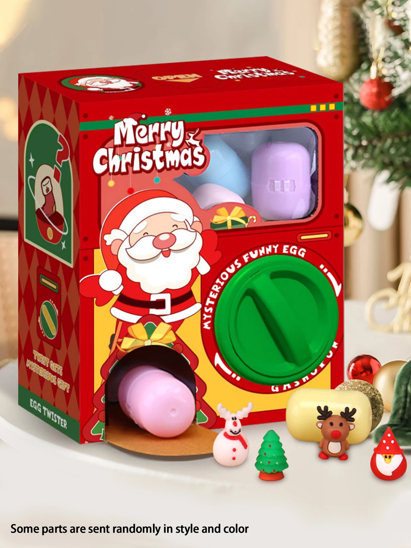 Christmas style mini egg twisting machine toy,  suitable for children over 3 years old, Christmas egg toy