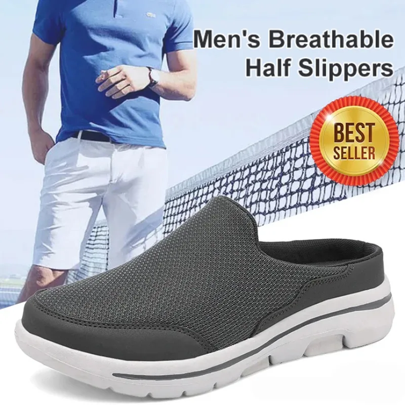 Stylish Couple Shoes Summer New Outdoor Breathable Mesh Half Slippers Comfortable Casual Shoes