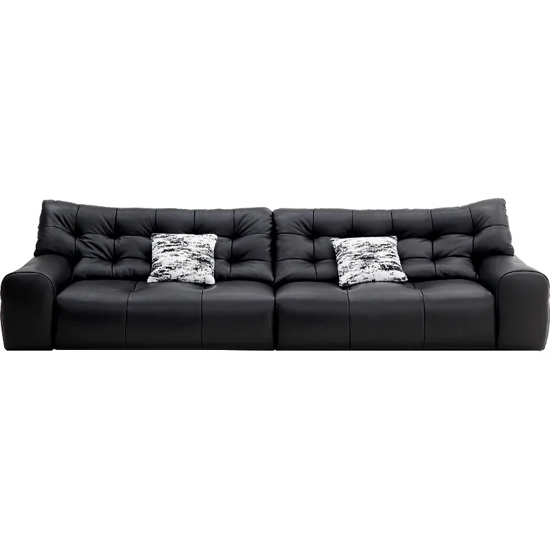 

Italian big black bear leather sofa, first layer cowhide sofa
