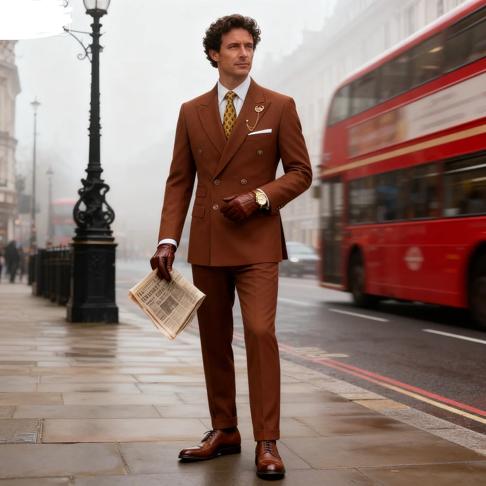 

2025 Men's Elegant Business Terno British Style Casual Host Banquet Trousers Blazer Set Male Suit for Various Occasions