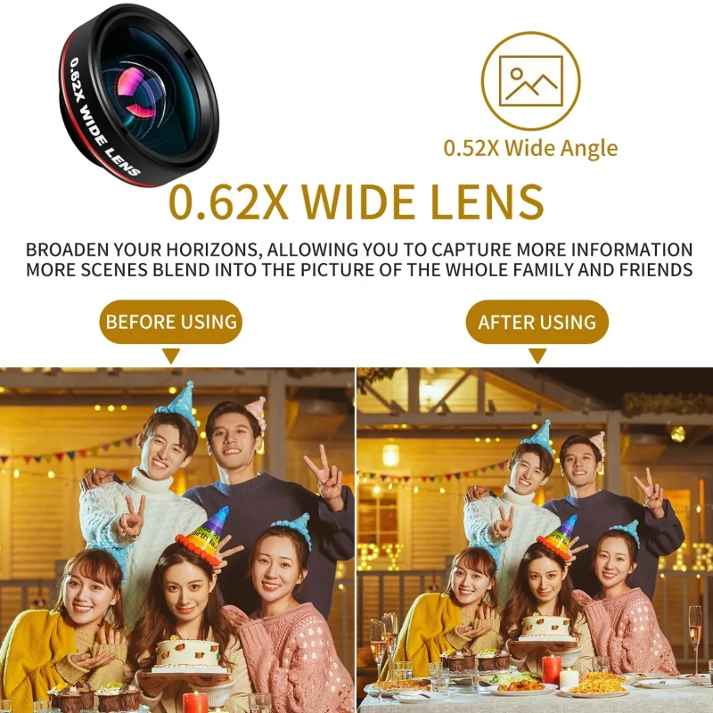 Universal Phone Photography 3 In 1 Lens Fish Eye Fisheye 0.62X Wide Angle 25X Macro Smartphone HD Camera Lens for iphone 12 13