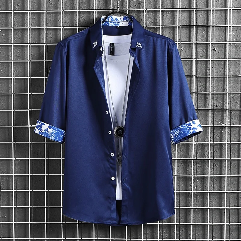 

Мужское пальто из ледяного шелка ort Sve irt Ultra-Thin Summer f Sve Haome Seven Sve irt Coat Slim Fit Youth Trend Summer