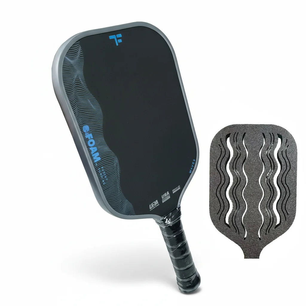 

Gen 4 Foam Waves Paddle - T700 Raw Carbon Fiber Surface 100% Foam Core Performance Elongated Pickleball Paddles