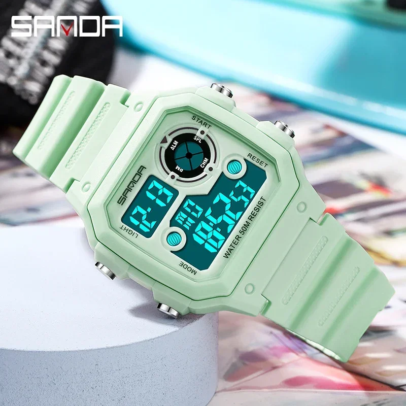 SANDA 418 Relogio Famous Outdoor Sports Watches Men Waterproof Countdown Digital Watches Military Men Wristwatches For Man Clock