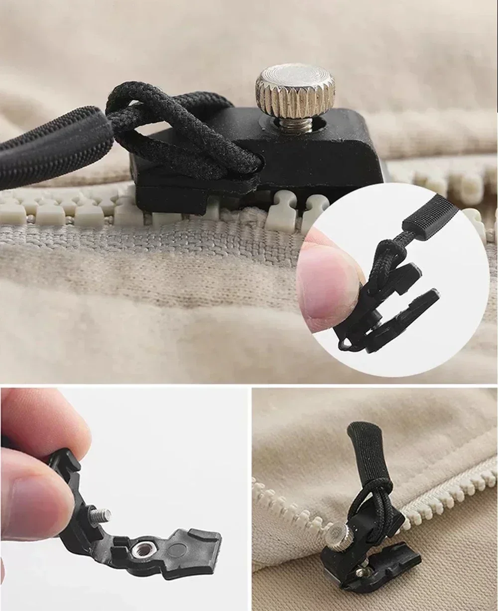 Universal Zipper Repair Kit Quick Instant Detachable Zipper Head Replacement Zipper Slider Pull for Jacket Bags Coat Free Sewing