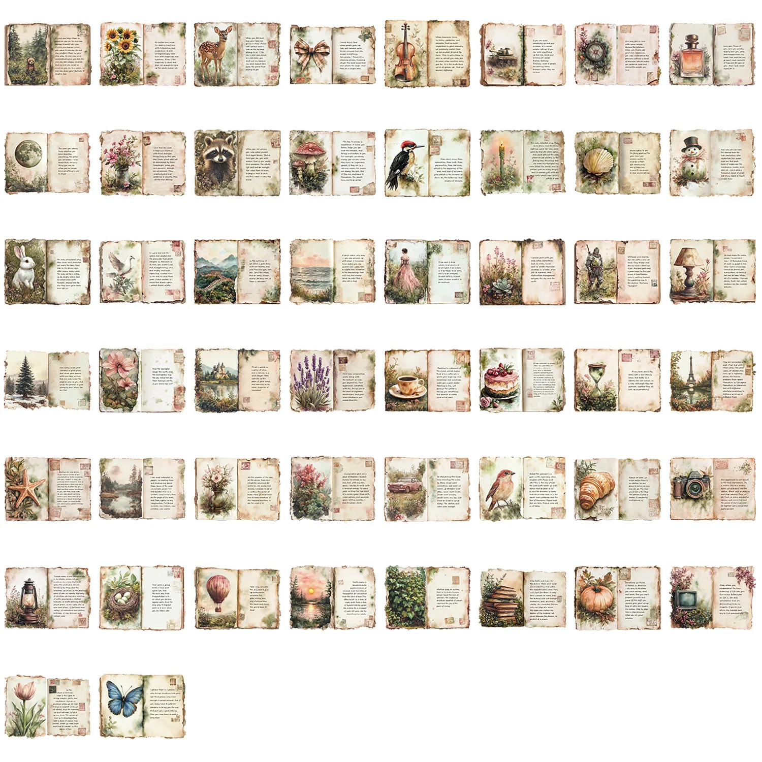 10/50PCS Vintage Aquarell Tagebuch Graffiti Aufkleber für Telefon Flasche Sammelalbum Reisetasche DIY Ästhetische Aufkleber Kreative Geschenke