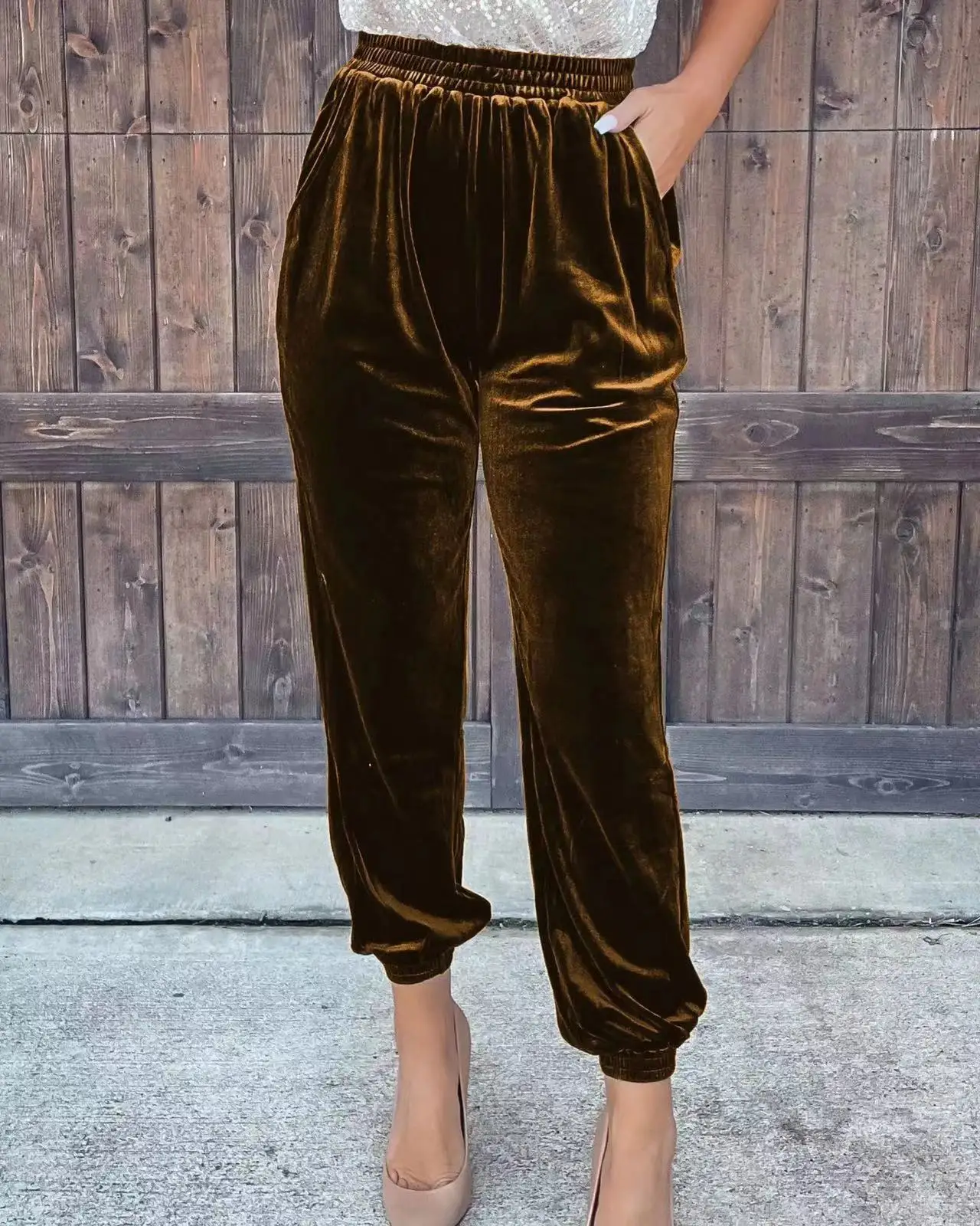 Pantalones largos de Color sólido para mujer, ropa femenina, versión coreana, cintura elástica, recta, informal, Y2k