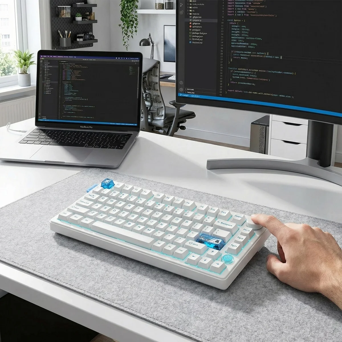 ONIKUMA MT706 RGB Gaming Mechanical Keyboard with Knob Hot Swapping Gasket Bluetooth /Wireless/C-Wired Customized Keyboard