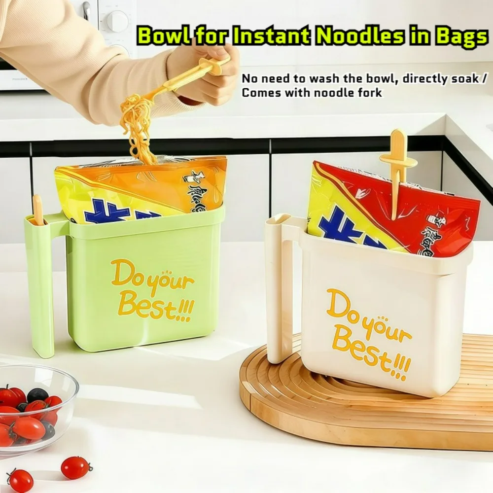 Cuenco para Fideos Instantáneos Lazy No Wash con tenedor, cuenco para Ramen de calidad alimentaria, fiambrera para Comedores ocupados/luces, cuencos para Fideos Instantáneos portátiles