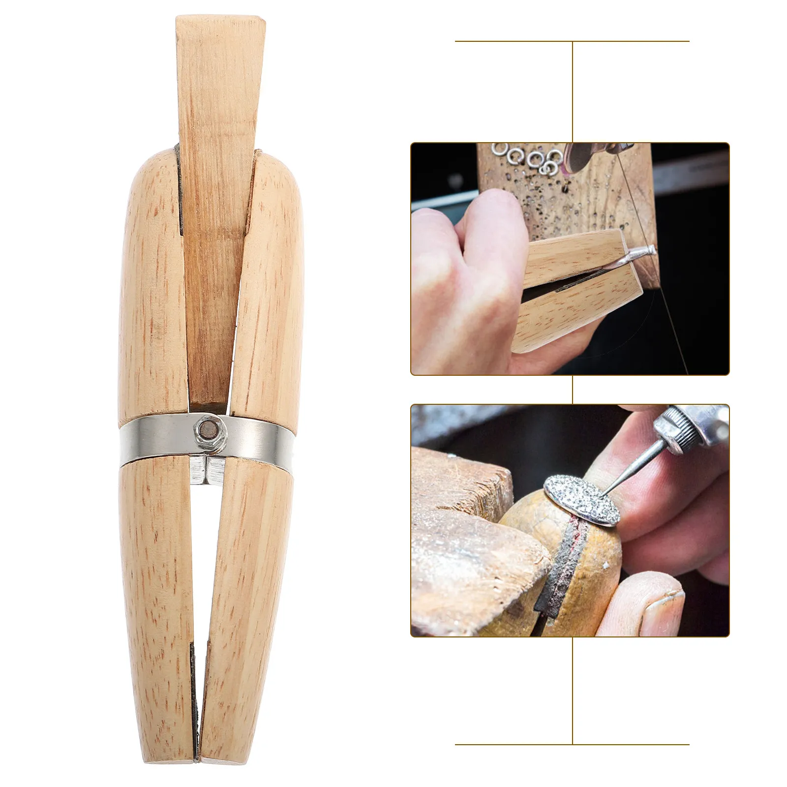 Wooden Ring Clamp -Padded Jaws Jewelry Making Tool For Ring Repairing Polishing Stone Setting Craft Work