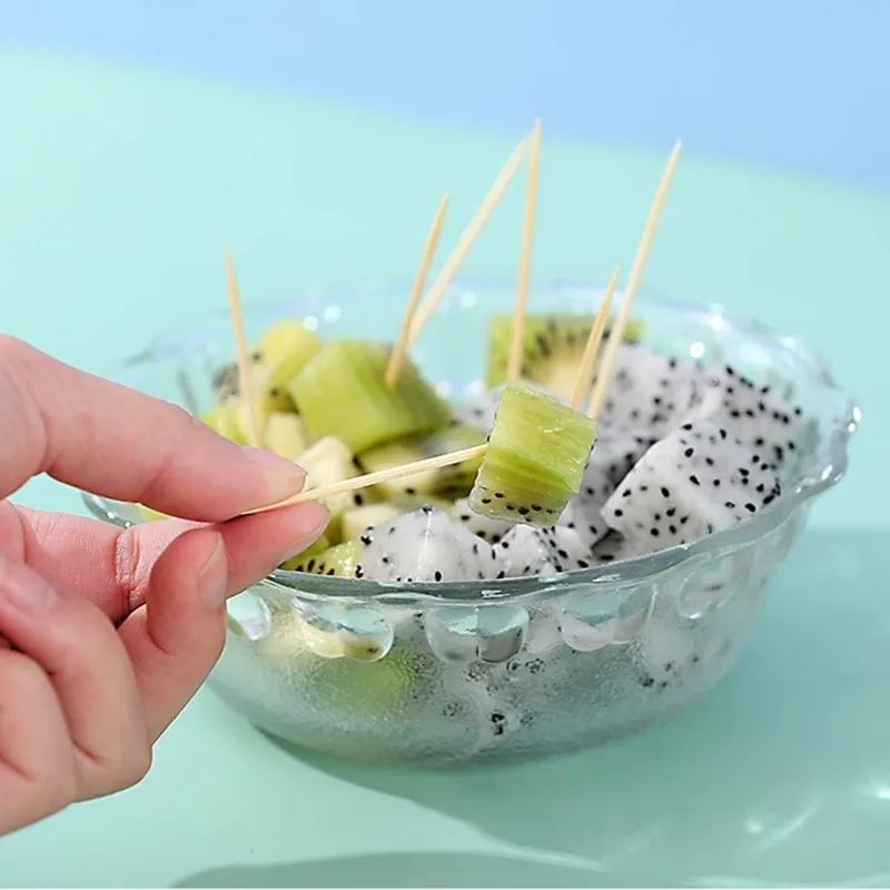 500PCS Natural Bamboo Toothpicks Disposable Double Headed Cake Fruit Picks Kitchen Restaurant Portable Teeth Cleaning Tools